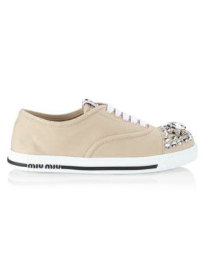 Miu Miu Jewelled Canvas Sneakers on SALE 